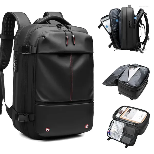 Backpack Travel Men, 17,3 polegadas de laptop senha de saco de compactação de vácuo da bolsa de grande capacidade para expansão de mochilas externas