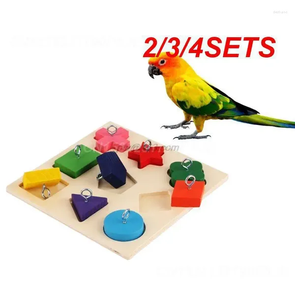 Andere Vogelversorgungen 2/3/4Sets papageien natürlicher sicherer sicherer haltbarer Rattan und Holzbau Interaktiver Spielzeug verkaufen pädagogische Einbindung