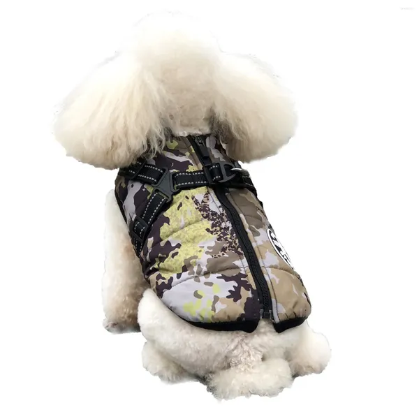 Abbigliamento per cani inverno inverno giacca camuffato di cotone più spesso impermeabile per cucciolo di piccoli cani mediocani.