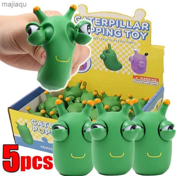 Dekompression Spielzeug 5/1pcs Grüne Wurm Squeeze Pinch Spielzeug Neuheit Auge Poping Squeeze Toys 3D Big Augapfel Sprungspielzeug für Kinder Erwachsene Stress Reliefl2404