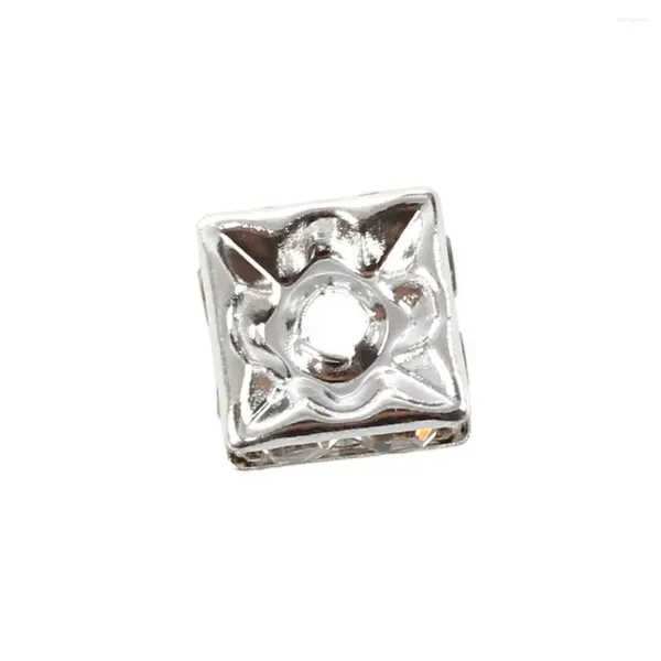 Borse di stoccaggio 50 perle distanziali Rondelle Sinestone quadrate d'argento 8mm