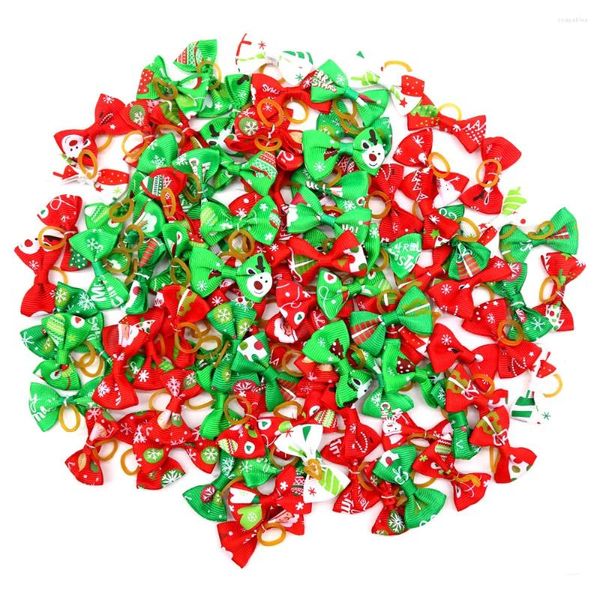 Hundebekleidung 100pcs Bulk Weihnachtshaar Bogen Großhandel Mix Lot Welpe Pfeilbögen Weihnachtszubehör Pflege