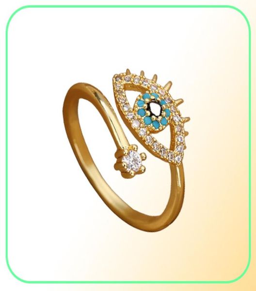 Lucky Turkey Blue Evil Eye Band Rings Ladies abrem anéis de aço inoxidável ajustável 2022 Trend Wedding Casal Jewelry Presente AB7366426213