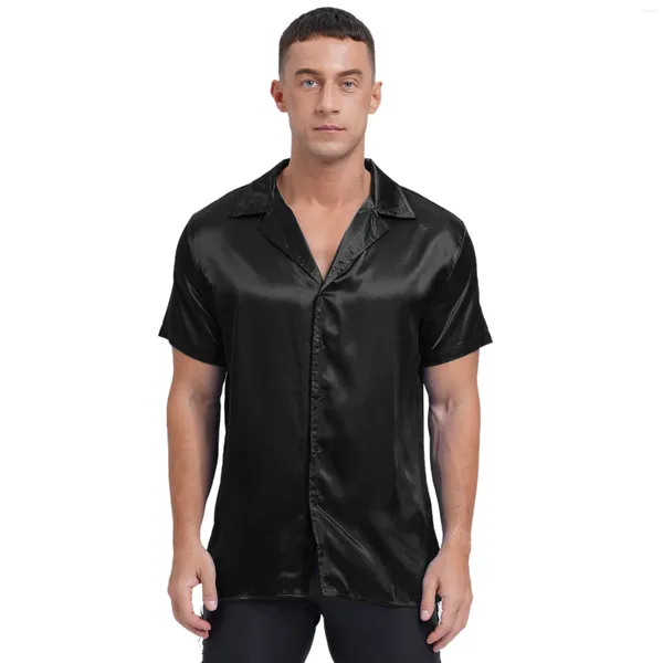 Camisas de luxo preto de roupas de sono masculinas 2024 Silk Smooth Men Smok