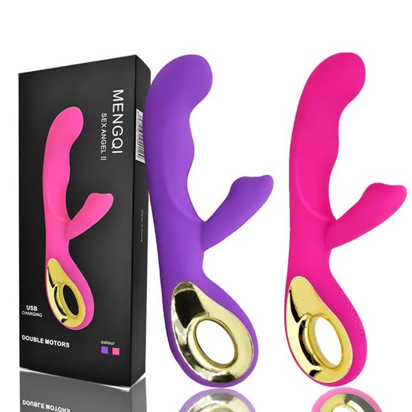 Kaninchenschubvibrator Automatisch Teleskop-G-Punkt-Klitoris-Stimulator weibliche Masturbation Sexspielzeug für Frauen Erwachsene 240401