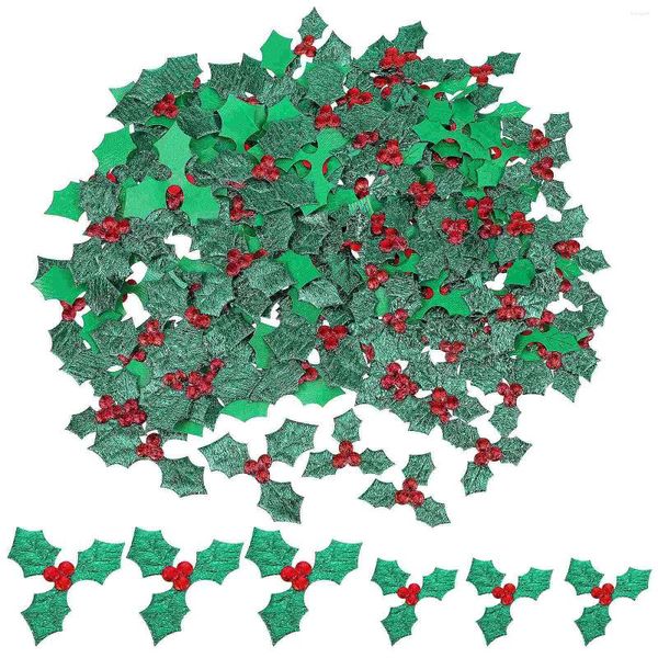Depolama Şişeleri 200 PCS Dekor Yanlış Yapraklar Noel Ağacı Dekorasyonu Kırmızı Meyve Festivali Dersler Yapay Süs Kumaş Taklit edildi