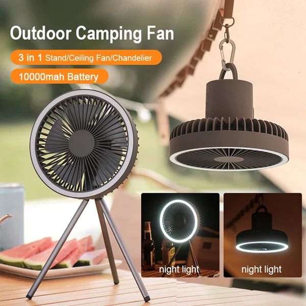 10000mAh Fan Portable Home Camping Outdoor LED LED LEVAÇÃO TRIPOD STAND Desktop com Power Bank Teto sem fio Electric 240415