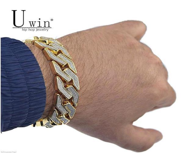 UWIN SAND BLAST BLAST BRACELE CRINAGEM LIGADA CANTA LIGADA IBELED OUT HIP GOP GOLD Silver Silver Heavy 18 mm MENS Bracelete 86quot S9156737101