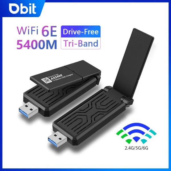 Kartlar Dbit WiFi Adaptörü AX5400 USB Ağ Kartı WiFi 6e Trib ve PC Masaüstü Dizüstü Dongle Dongle Dizüstü Bilgisayar Windows 10 11 Sürücü Ücretsiz