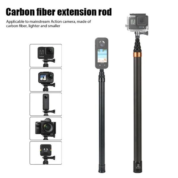 Stick a bastoncini da 300 cm in fibra di carbonio super lungo per insta360 x3 /azione 3 /gopro 12 11 10 9 8 stick selfie fotocamera sportiva