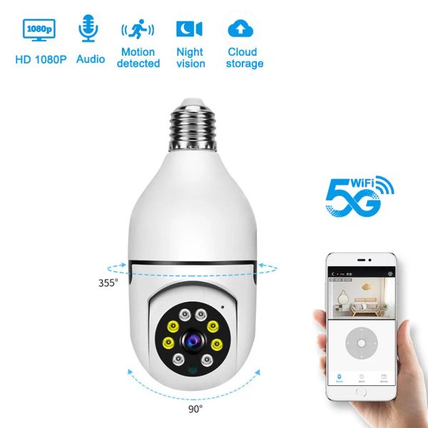 Sistema WiFi E27 Bulb Surveillance Security Camera HD 1080p Interno Wireless Thoway Audio IP Camera IR Monitoraggio di tracciamento umano automatico