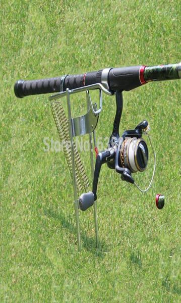 Suporte para suporte do poste de pesca inteira Suporte de suporte para a ferramenta de pesca de aço prateado de prata Double Spring Automática Ajustável 1819885