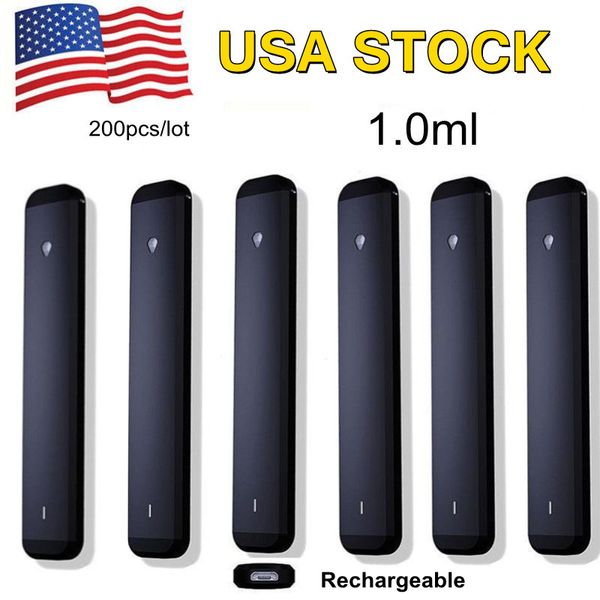 1 ml de caneta vape descartável USA Departamento de óleo grosso 280mAh Bateria recarregável Postagem livre de vagens pós -sem