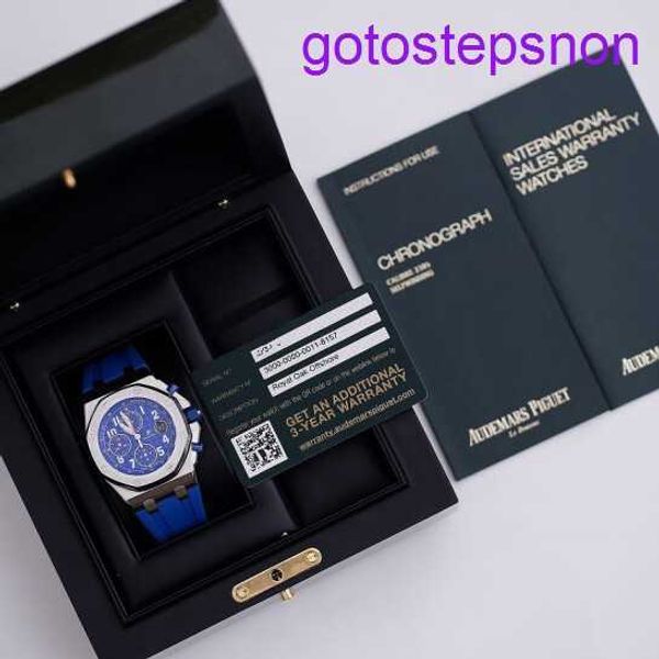 Highnd AP Wrist Watch Blue Elf Royal Oak Offshore 26470ST Mens Assista Precision Steel Azul Face Automática Máquinas Swiss Famous Luxury Sports Watch