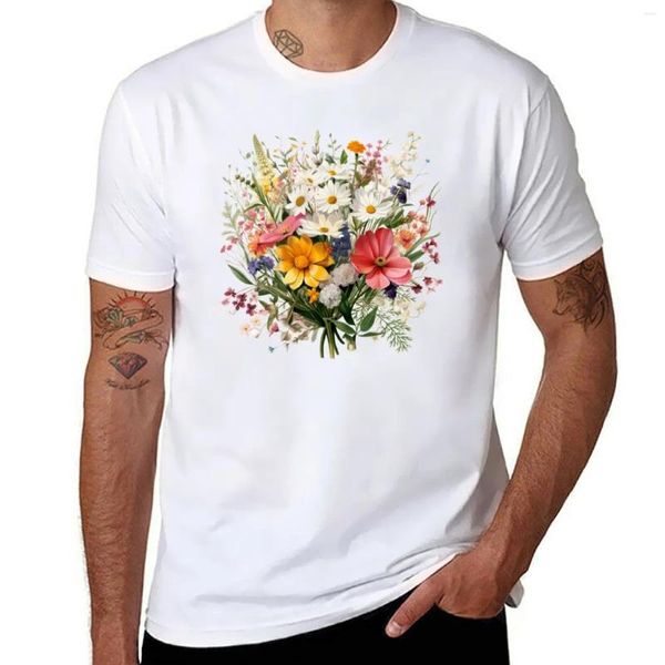 Männer Polos Bouquet Wild Flowers Botanische Blume Natur T-Shirt Hippie Kleidung Koreanische Mode Plus Größe Tops Herren Kleidung