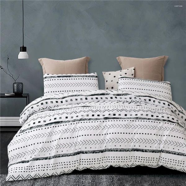 Наборы постельных принадлежностей 2/3PCS Безопасный светлый цвет домашний кровать для льня Геометрическая полоска для здорового набора Посзео