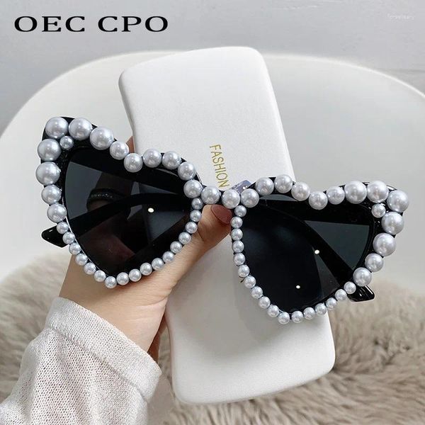 Occhiali da sole Diamanti a forma di cuore perle donne tendenze occhiali da sole punk femminile di strass sfumature occhiali UV400