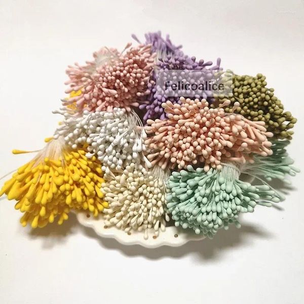 Fiori decorativi 400 pezzi da 1,5 mm teste mini floreali stamens pistil decorazione per matrimoni scrapbooking fai -da -te cartoline artificiali Accessori