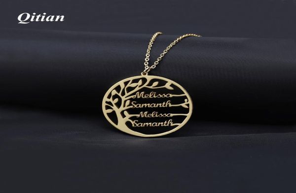 Aussage Stammbaum Charme Halskette für Frauen maßgeschneiderte Name Anhänger Goldfarbe Edelstahl Personalisierte Schmuck Männer Christm4693882