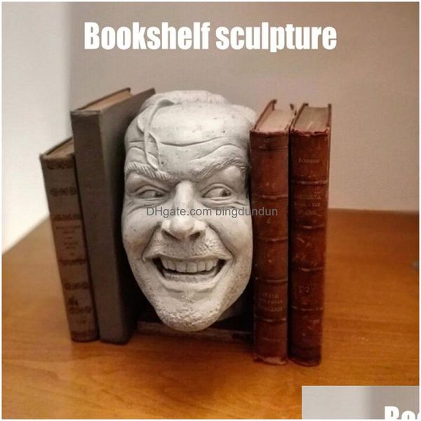 Arts and Crafts Scpture of the Shining Bookend Library Heres Johnny Resin Desktop Ornament Book Shelf Mumr999 210727264G consegna goccia dhu6c