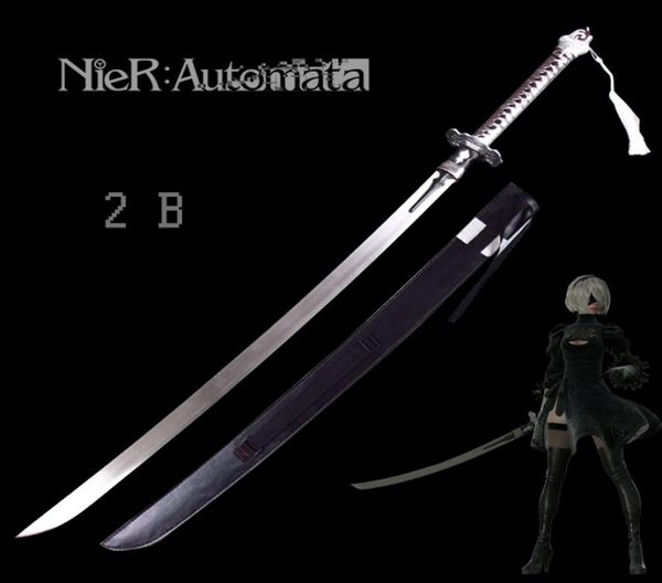 Articolo artigianale in metallo Game Nierautomata 2B Sword 9S039S Real in acciaio inossidabile in acciaio inossidabile in legno di zinco Cosplay Prop marchio N9282659