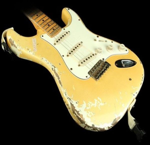 Pesante reliquia Yngwie Malmsteen gioca a doppio deck rumoroso ST Electric Guitar Cream su tastie di tastiera bianca scacciata Big Pahter Trem3674790
