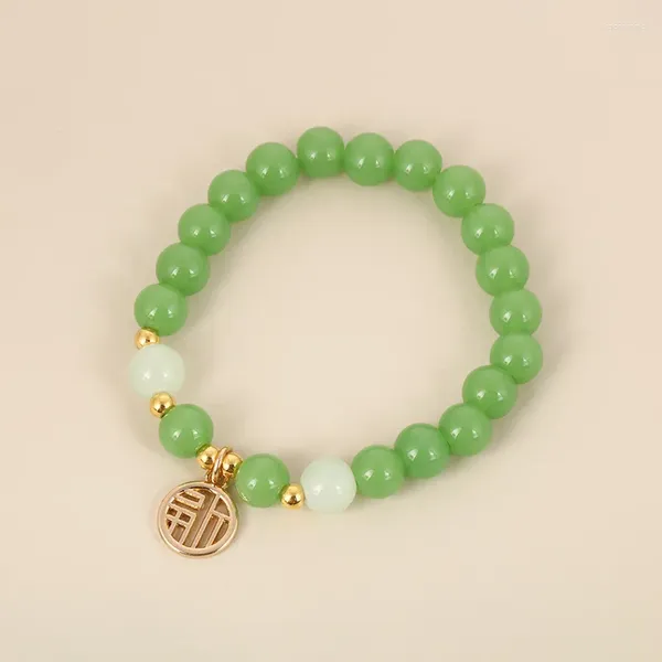Bracelets de charme Moda Green Fu Lucky Fu Bracelete pendente para homens homens Simples e elegantes Acessórios de joias de amizade com miçangas