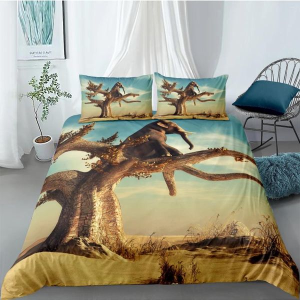 Bettwäsche -Sets 3D Duvet Cover Elephant Tier Quilt Deckungsabdeckungen Trösterkoffer King King Full Twin Einzelgröße benutzerdefinierte Bettwolken