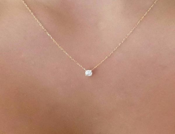 Collane di diamanti d'oro della moda delicati pendenti solitari cutanei per pendenti cutanei gioielli da sposa galleggianti galleggianti diamanti9357851