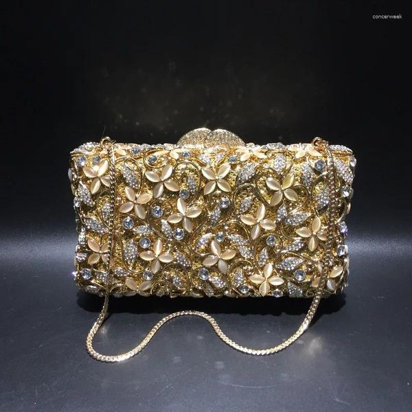 Drawschnell Xiyuan Gold Silber Frau handgefertigte Diamanthochzeit Abendtasche Brautparty Elegante Dame Kristall Clutch Geldbörsen Metallhandtaschen