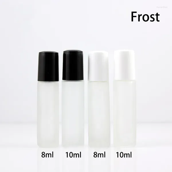 Garrafas de armazenamento 8 ml 10ml garrafa de rolos de vidro Frost vazio de maquiagem de maquiagem Massagem Rollo fosco de óleo essencial no recipiente