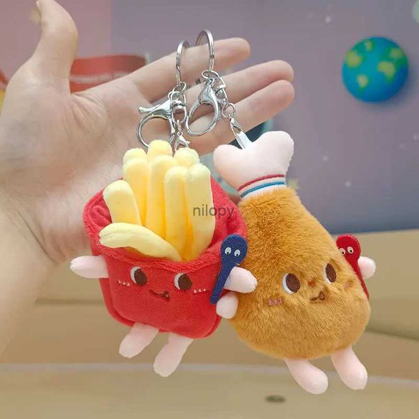 Schlüsselanhänger Lanyards 12 cm Kawaii Food Bread Hamburger Hot Dog French Pommes Plüsch Puppe weich gefüllt Plüsch Anhänger Keychin für Kinder Geschenke Spielzeug Spielzeug