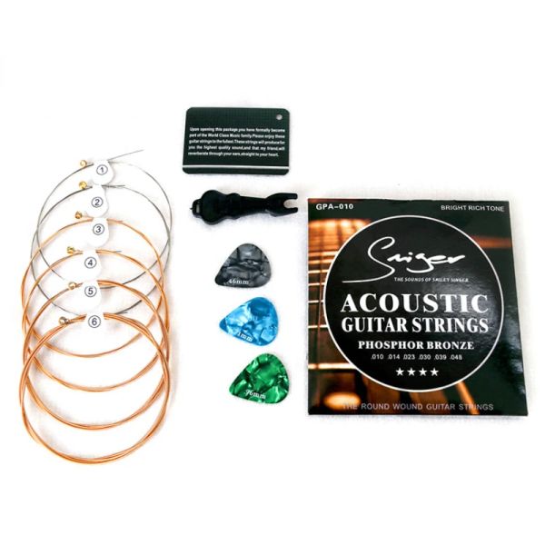 Гитара 6pcs/Set Universal Acoustic Guitar String Strass Hass Hexagonal Steel Core Strings для музыкальных инструментов Гитары струны гитара