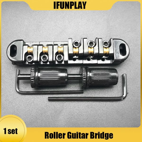 PEGS Roller Seldle Tuneomatic Guitar Bridge com 2 pregos para Acessórios para peças elétricas de guitarra elétrica LP Acessórios prateados pretos