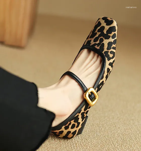 Kleiderschuhe Eagsity Leopard Mary Jane für Frauen High Heel Pumps Chunky Loafer Comfort Office Lady Party Party Tanz