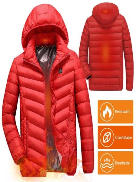 4xl Electric Heizung Baumwollmantel Männer Frauen USB -Ladeheizung Heizung W Abnehmbare Kapuze zum Campenfischen Snowboarden Skiing301Z3611248