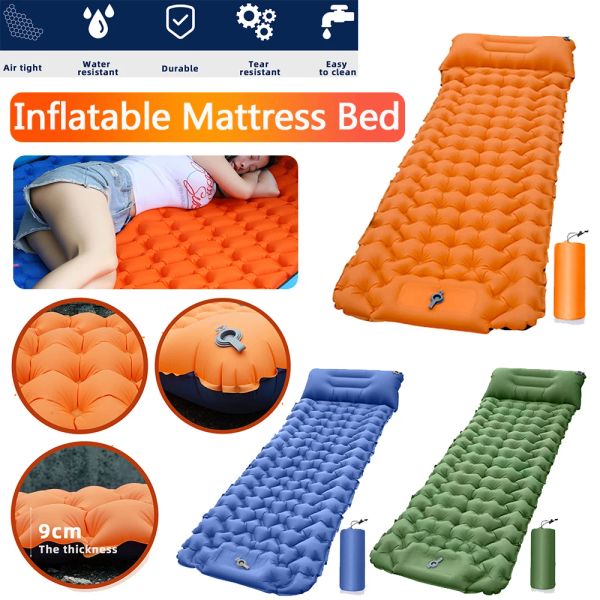 Pads Outdoor Sleep Sleep Patrone incorporato Pompa dell'aria in campeggio materasso iABLE VACE MATE AIRLIGHT AIR LEDO TPU Nylon impermeabile 200 kg