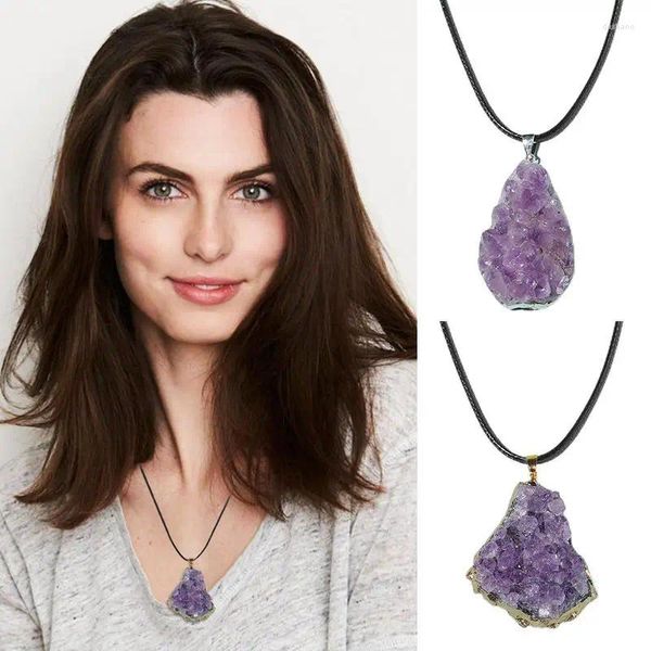 Dekorative Figuren Amethyst Halskette natürliche Cluster Anhänger Energie Halsketten exquisite Geburtstag Schmuck Geschenke für Frauen Freundin Mutter Mutter