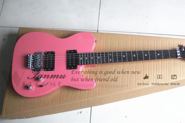 Guitarra rosa guitarra elétrica Tel guitarra tremolo ponte hh pickup basswood corpora de panela de pau -rosa