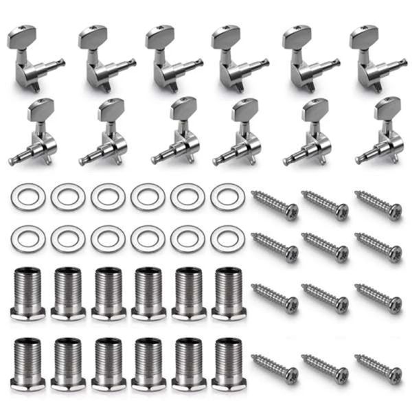 Cavi Sostituzione Accessori per pezzi di ricambio Accessori 12 Pacchetto Acustic Guitar Guitar Pins Knobs Testa (6 sinistra + 6 a destra) Silver