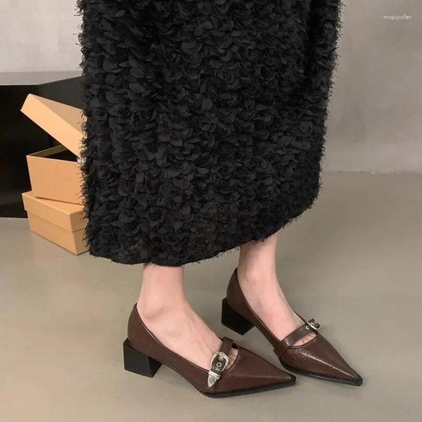 Elbise Ayakkabı Comemore Fransız Kadınlar 2024 Bahar Moda Koreli Siyah Siyah Ayak High Heels Ayakkabı Sandalet Kadın Lüks Topuklu Pompalar