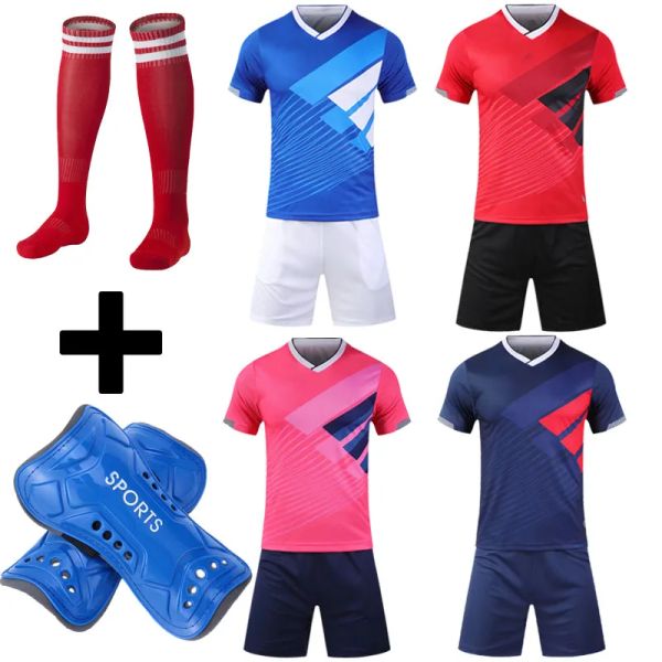 Shorts 1 paio di shin cuscinetti da calcio e calzini da uomo gratis per bambini maglie da calcio set da uomo doganale maglia calcistica set shorts sports shorts unifor