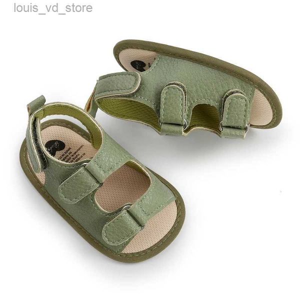 Sandalen Baywell Stylish Sommer Baby Sandalen für Jungen Mädchen Nicht-Slip PU Erste Wanderer mit festen Farben 0-18 Monate T240415