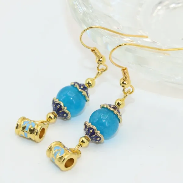 Dangle Ohrringe Klassische Design Mode Langer Tropfen für Hochzeiten Party Elegante Geschenke Ohrring Goldfarbe Cloisonne Schmuck B2629