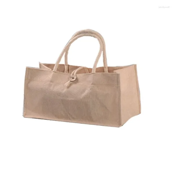 Sacos de compras Jute Tote Surlap bolsa reutilizável Bolsa de mercearia de praia com alça de grande capacidade presente