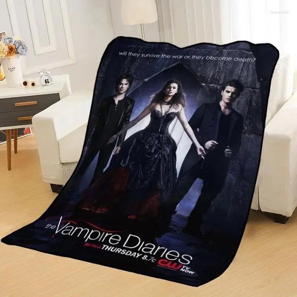 Cobertores Flanela Blanget Movie the Vampire Diaries Padrão Quilt Girl/Garoto Presente 3D Decoração para casa adulta festa de moda