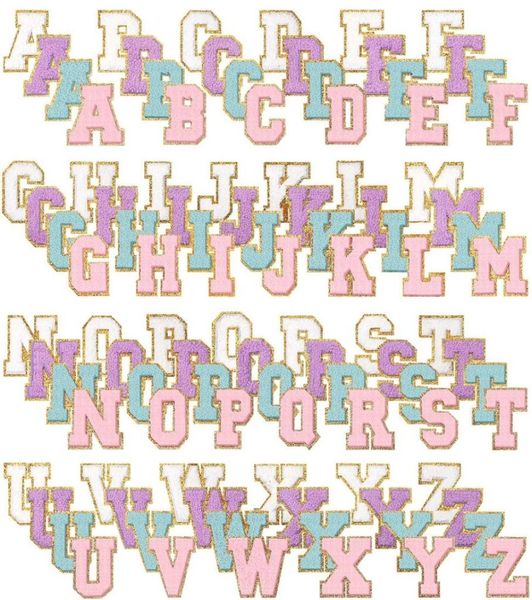 Nozioni 104pcs Iron su lettere per lettere di abbigliamento Patches ALPHABET CHENILLE COTCH ADHESIVE RIPARAZIONE DECORATIVA RACCHIATURA 3937838