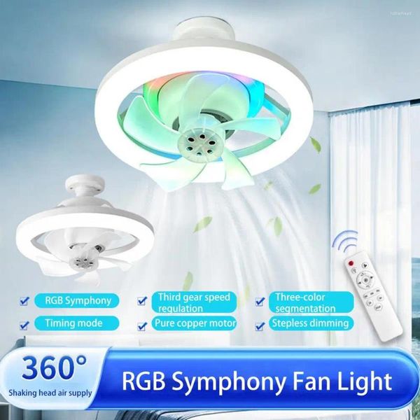 Figuras decorativas ventilador de teto com RGB Light Remote Control Timer Auto On/Off Dimmable Color Alwar