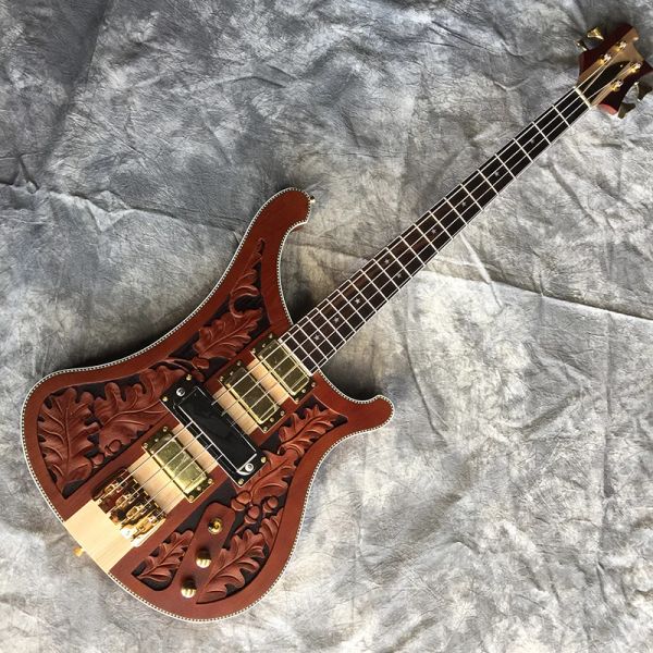 Chitarra a 6string bass elettrico collo di chitarra thr scultura oro hardware a 4string fingerboard shell legante chitarra personalizzata