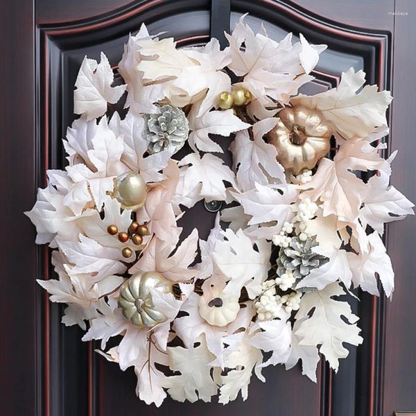 Декоративные цветы осенние осенние венок моделирование тыква подарочная стена, висящая 50 см для украшения входной двери шелковая ткань искусственная